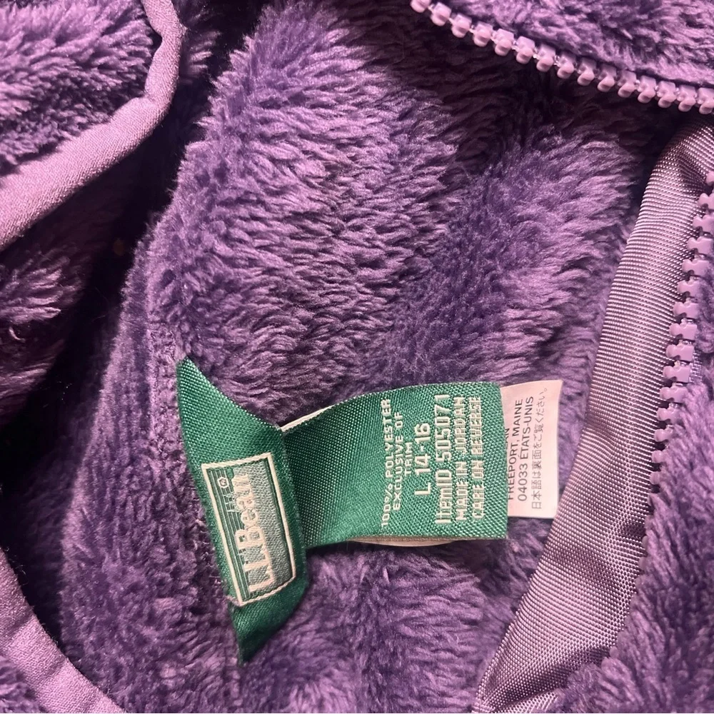 LL Bean purple Purple Fleece Zip-Up Hoodie size L 14-16